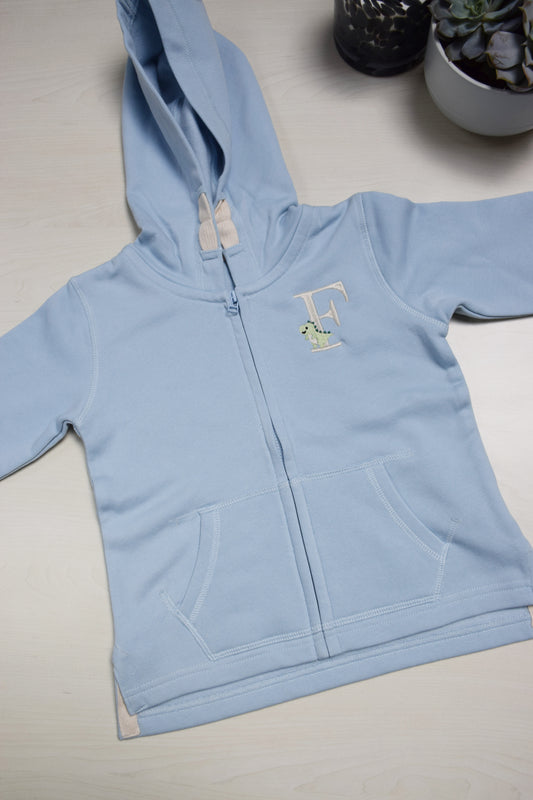 Baby Ritshoodie met initiaal en figuurtje